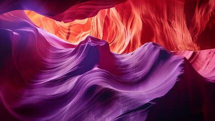an expansive canyon with walls carved in vibrant red and purple hues