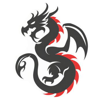 A dragon icon on a transparent  background for clean di-cut.