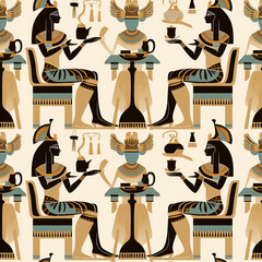 古代エジプトのティータイム シームレスパターン
Ancient Egyptian tea time seamless pattern