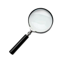 A magnifying glass icon on a transparent  background for easy di-cut.