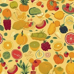 Fruit assorted, seamless pattern, texture, background.