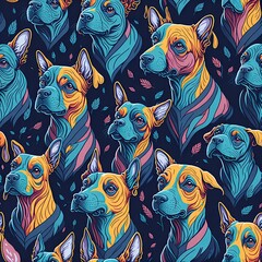 Cute dogs seamless patterns, texture, background.