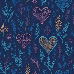 Seamless patterns illustration of heart abstract design.