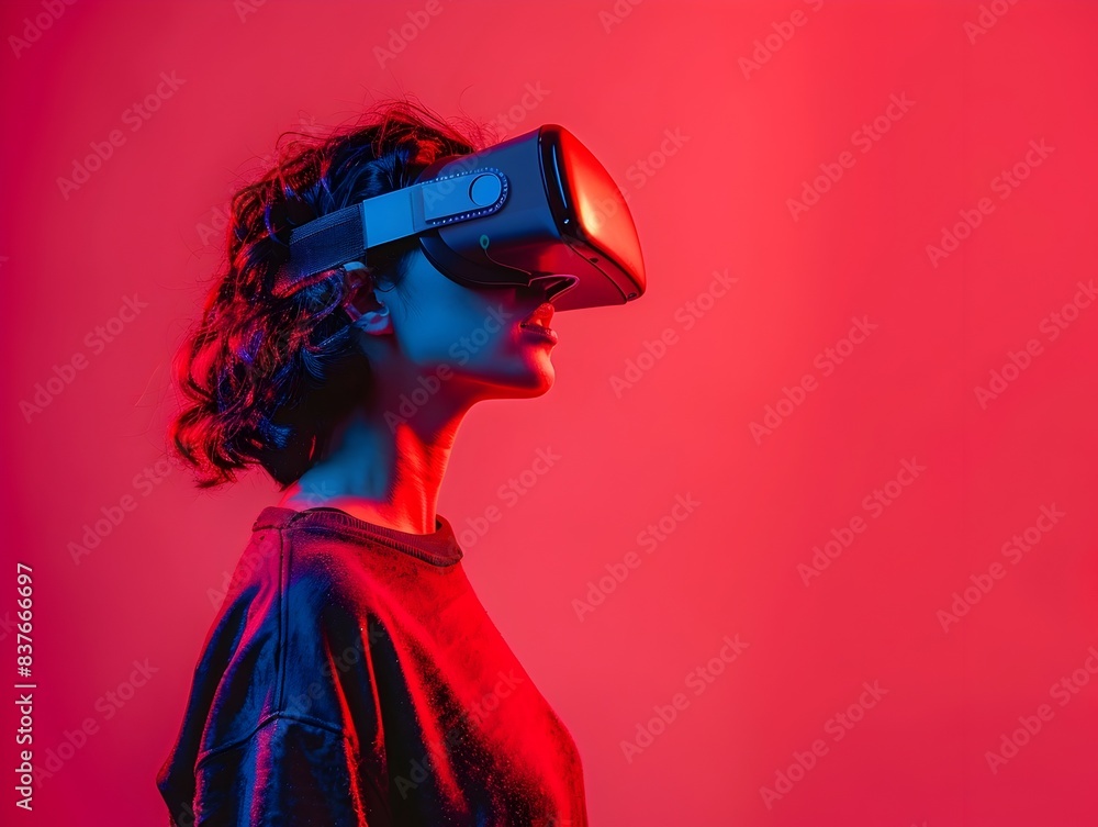 Aufkleber immersed in the digital realm a virtual reality headset user explores the futuristic realms of techn