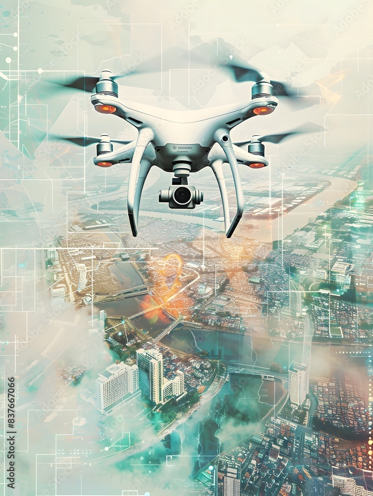 Aufkleber advanced drone technology for comprehensive aerial surveying and mapping of expansive environments