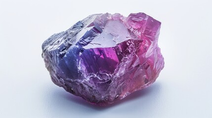 Fototapeta premium Alexandrite stone, photographed in the studio on a white background, showing the surface details and beautiful color of the stone, Ai generated Images