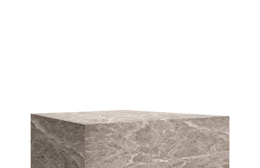 premium grey podium made of emperador marble stone isolated on background with clipping path. mock...