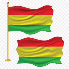 bolivia independence day with national flag waving fabric illustration png element with pole emoji and clipart transparent background