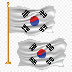 south korea independence day with korean national flag waving fabric illustration png element with pole emoji and clipart transparent background