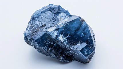 Blue Garnet, photographed in the studio on a white background, showing the surface details and beautiful color of the stone, Ai generated Images