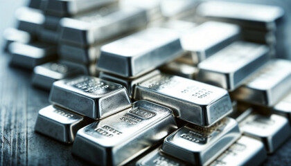 Shiny Silver Bars Stacked for Investment