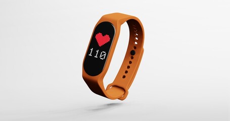 3d render of smart band, fitness watch, sport bracelet, or fitness activity tracker isolated on isolated background