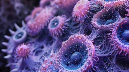 Fototapeta premium Close-up of colorful sea anemone with tentacles.