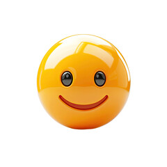 Bright and shiny 3D smiley face icon on a transparent background, symbolizing happiness and positivity.