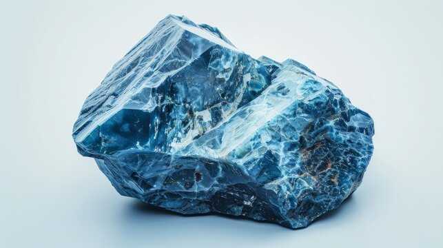 Blue Serendibite, photographed in the studio on a white background, showing the surface details and beautiful color of the stone, Ai generated Images