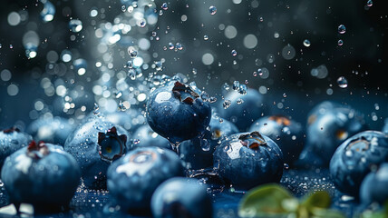 Fresh Blueberries in Motion