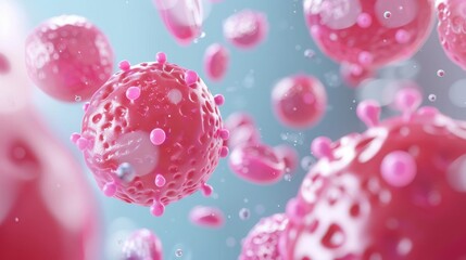 microscopic image of a group of pink cancer cells