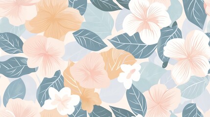 Obraz premium Seamless pastel colored floral and bicolor patterns for fabrics, curtains, bed sheets, tablecloths, and for printing on clothing.