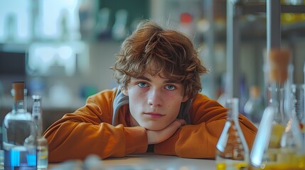 Teenage Student Intently Engaged in Scientific and Discovery