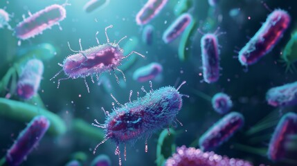 Fototapeta premium 3D illustration of virus or bacteria cells