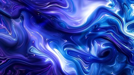 Obraz premium A close-up of an abstract wallpaper featuring dynamic, swirling patterns of vibrant blues and purples, creating a sense of fluid motion and depth.