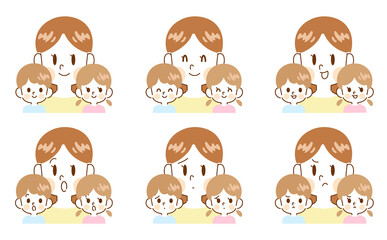 Fototapeta premium 親子の表情６点セット