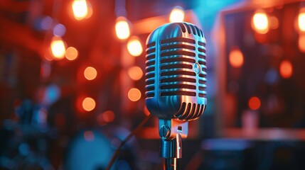 Close-up microphone, blurry background