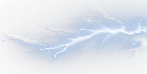 A vivid and dynamic blue lightning bolt that appears to be captured mid-strike of branching lines .Thunderstorm or light effect isolated on white background	