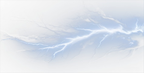 A vivid and dynamic blue lightning bolt that appears to be captured mid-strike of branching lines .Thunderstorm or light effect isolated on white background	