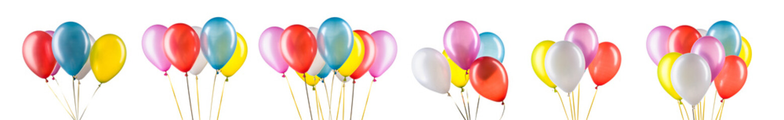 Set of multicolored helium balloons. Element of decorations for party.