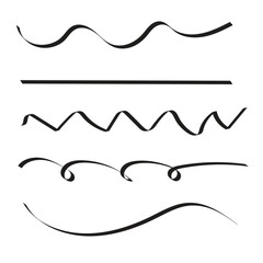 Set of hand drawn horizontal lines. Vector