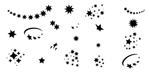 Obraz premium Set of starburst black stars isolated