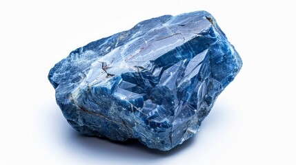 Fototapeta premium Jeremejevite stone, photographed in the studio on a white background, showing the surface details and beautiful color of the stone, Ai generated Images