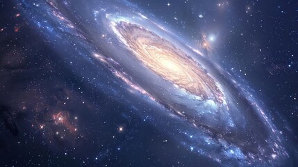 Fototapeta premium Design a cosmic scene featuring a stunning spiral galaxy at its center