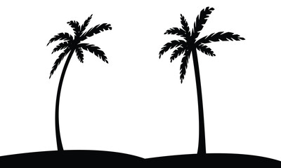 Palm Tree Vector And Silhouette Collection. 