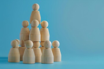 Explore the concept of human resources through a unique visualization Use 3D rendering to showcase the importance of human resources and team management using wooden blocks and peo