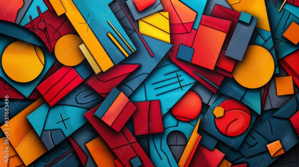 Aufkleber a bold and vibrant abstract background composed of geometric patterns.