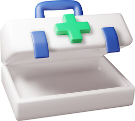 3d First aid kit with green cross