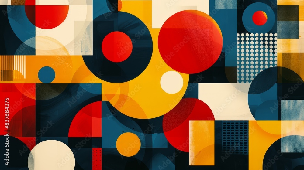 Poster a bold and vibrant abstract background composed of geometric patterns.