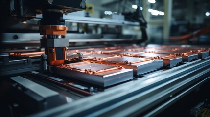 CloseUp of Precision Robotics in Battery Manufacturing Generative AI