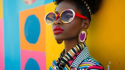 Vibrant and Playful Fashion Portrait in Funky Urban Setting