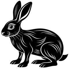 hare-sitting-silhouette-vector