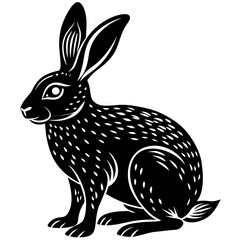 hare-sitting-silhouette-vector