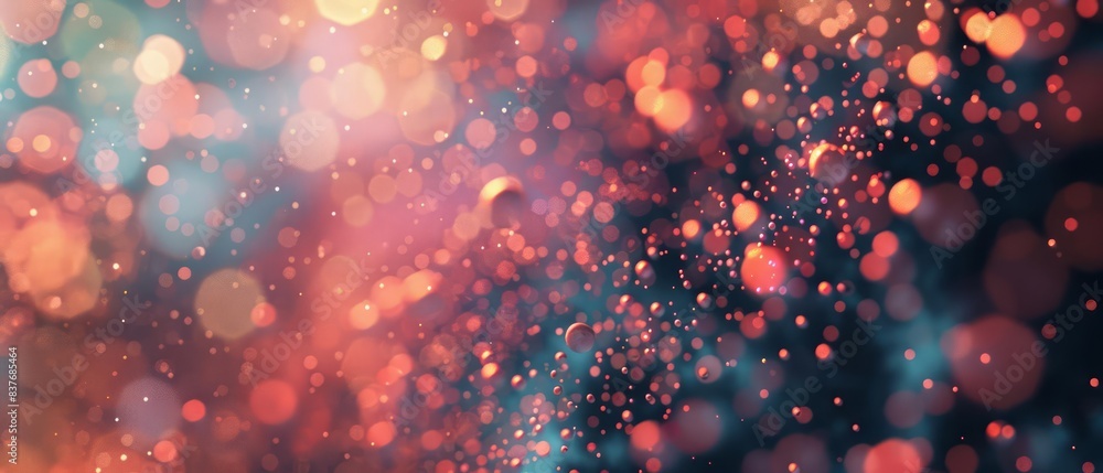 Poster produce an artwork using abstract particles to create a sense of movement and depth