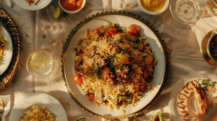 Traditional Indian Biryani Served in a Rustic Setting