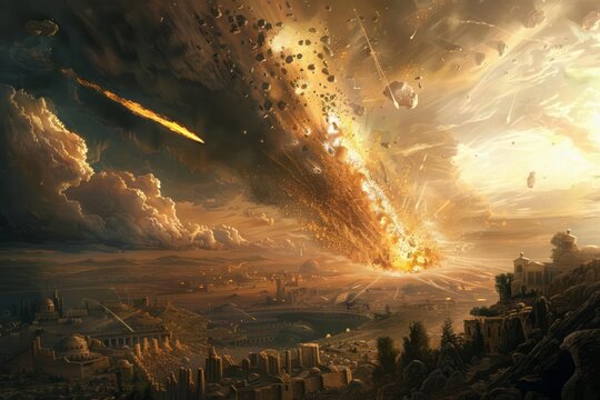 The catastrophic impact of a comet crashing into Earth, altering the course of history