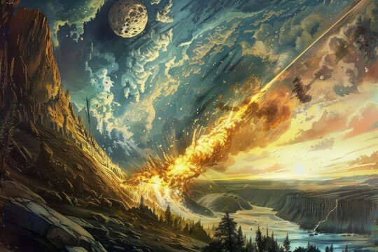 The catastrophic impact of a comet crashing into Earth, altering the course of history