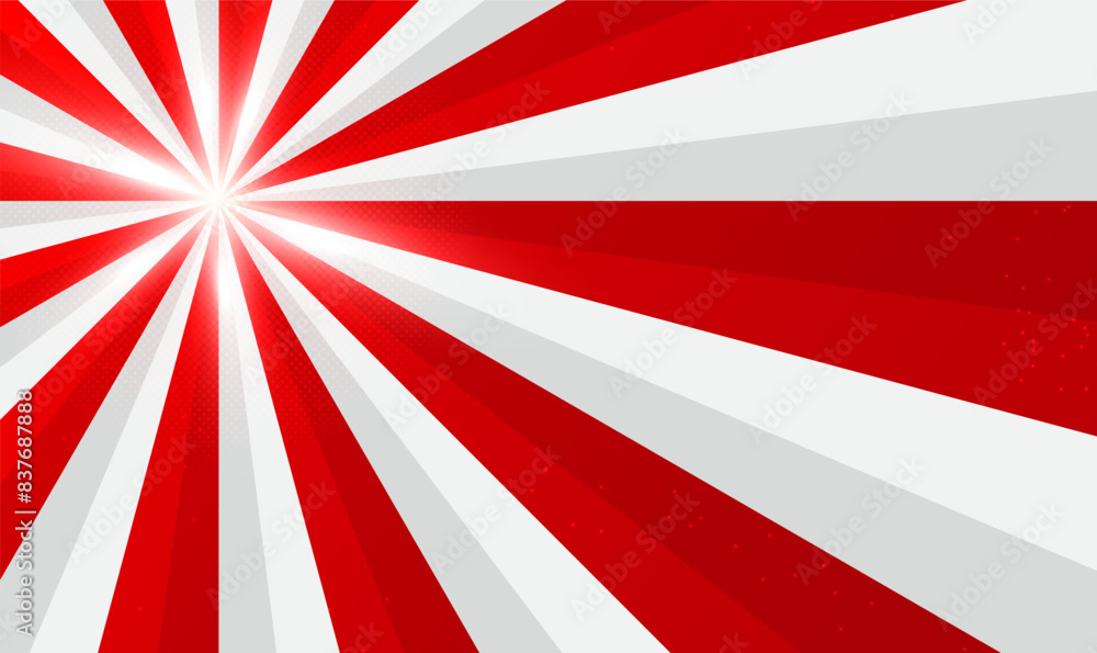 Poster red sunburst pattern background, sun rays. fast motion effect. light rays. 3d striped radial pattern
