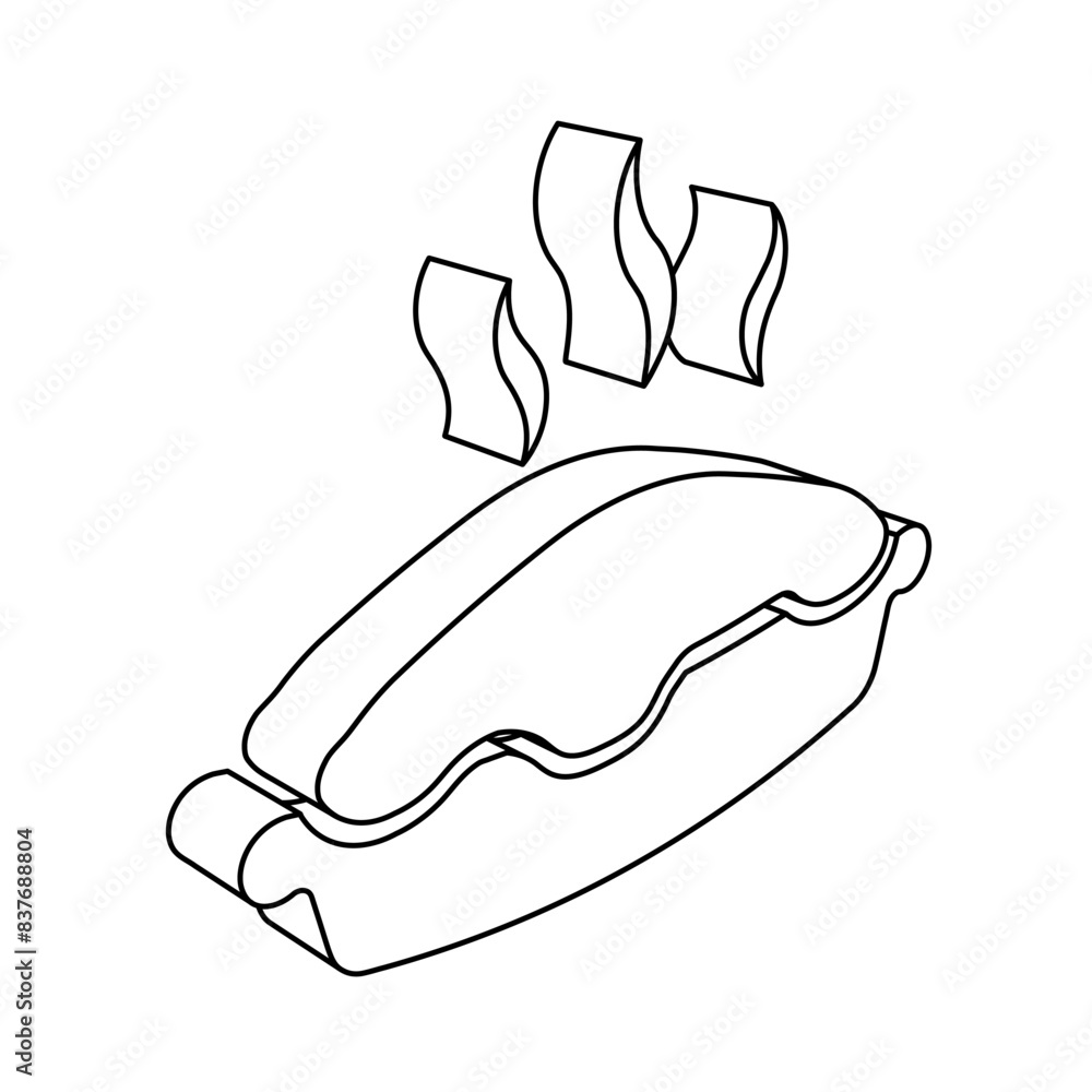 Poster the outline of a large hot pie symbol is made with black lines. 3d view of the object in perspective