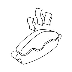 The outline of a large hot pie symbol is made with black lines. 3D view of the object in perspective. Vector illustration on white background
